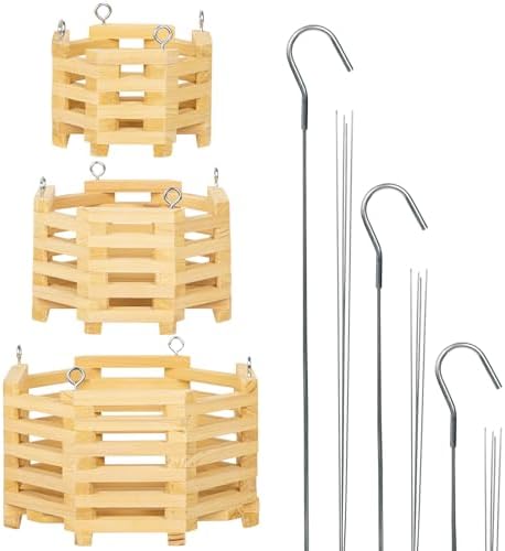6", 8" & 10" Wooden Orchid Baskets with Hangers for Ferns & Vandas, 3 Pack by NatureCrafted