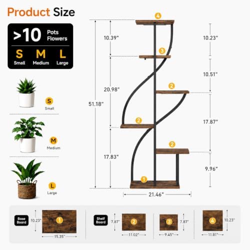 Plant Stand Indoor with Grow Light, 6 Tiered Plant Shelf Indoor - Image 2
