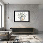 Framed Canvas Wall Art Vintage Peony Bouquet in Watering Can Sage Green Floral Canvas Print Poster Black Frame Wall Decor for Farmhouse Kitchen Botanical Art, Rustic Chic - Inch 12x16 - Image 4