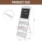 MyGift Vintage White Wood Chalkboard Easel with 3 Tier Display Shelves - Image 3