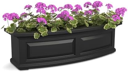 Mayne Nantucket 36in Self-Watering Rectangular Window Box Planter, Black by Mayne