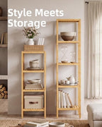 SMIBUY Bathroom Storage Shelf, 4-Tier Bamboo Rack Organizer, Multifunctional Shelving Unit for Living Room Bedroom Kitchen (Natural) - Image 4