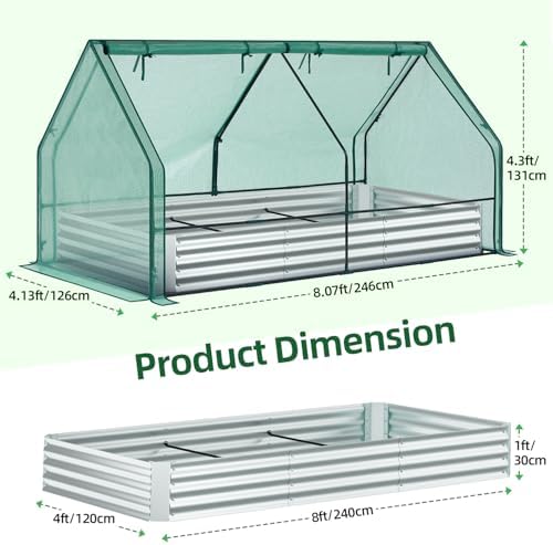 Ohuhu 8x4x1 FT Raised Garden Bed Outdoor with Cover, 3-in-1 Gardening Set - Image 7