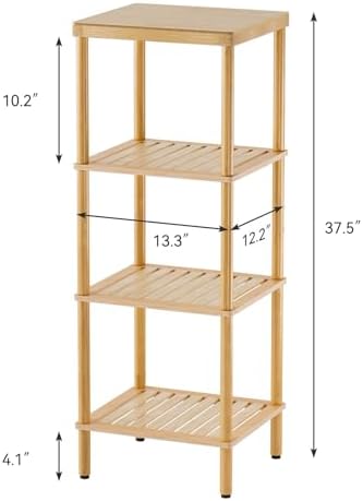 AmazerBath Bamboo Bathroom Shelf, 4-Tier Bathroom Storage Shelf, Multifunctional Storage Rack for Living Room Bedroom Kitchen, Space Saver - Image 3