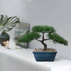 Artificial Bonsai Tree Juniper Faux Plants Indoor Fake Plants Decor with Blue Ceramic Pots for Home Table Office Desk Bathroom Shelf Bedroom Living Room Farmhouse Decorations-Pine - Image 2