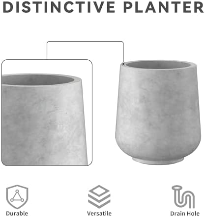 Kante 15.3"+11.6"+8.2" Dia Round Concrete Planter,Large Planter Pots Containers with Drainage Holes for Patio, Balcony, Backyard, Living Room - Image 3