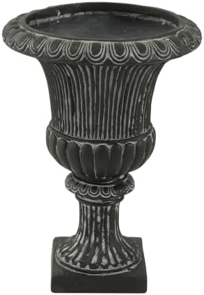 Christopher Knight Home Kyra 24.02" H Classical Urn Planters Set of 2, MGO Round Outdoor Flower Pots, Weather-Resistant Outdoor Planter for Backyard, Fluted Relief Pedestal Planter Pot, Antique Black - Image 4