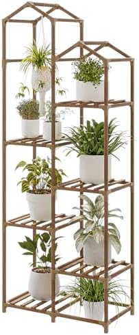Bamworld Plant Stand Indoor Outdoor 6 Tier Tall Large Wood Plant Shelf by Bamworld
