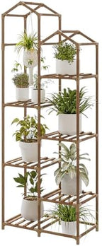 Bamworld Plant Stand Indoor Outdoor 6 Tier Tall Large Wood Plant Shelf by Bamworld