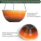 12 Inch Glazed Hanging Planters for Indoor Outdoor Plants, 2 Pack - Image 3