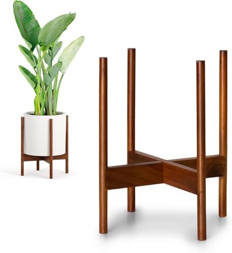 Fox & Fern Mid Century Plant Stands for Indoor Planters, Acacia, 11.8 Inch by FoxFern