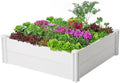 PASAMIC 4x4x1ft Vinyl Raised Garden Bed, Maintenance-Free Outdoor Garden Planter Box, Never Rust or Rot, Durable Open-Bottom Raised Bed for Vegetables, Flowers, Herbs & Fruits by PASAMIC