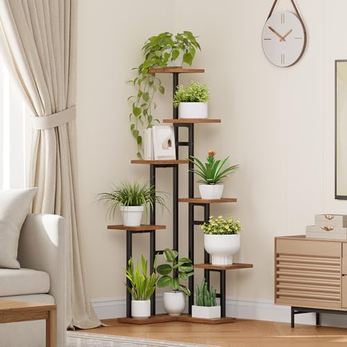 HOOBRO Corner Plant Stand Indoor, 7-Tier Plant Shelf for Indoor Plants - Image 2