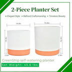 GreenShip 2pcs Plant pots, self Watering pots for Indoor Plants (White+Terracotta, 15.7in+13.7in) - Image 2