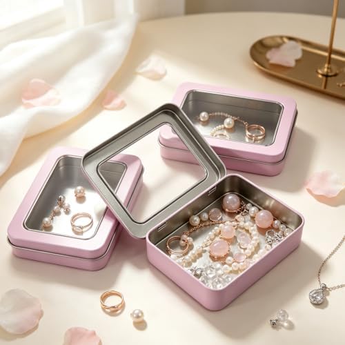 24 Pack Metal Storage Organizer Tins, Pink, 4.5 x 3.3 x 0.87 inches - Image 6