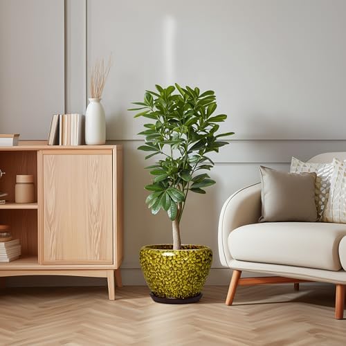 10 Inch Ceramic Pots for Plants, Indoor Plant Pot, Yellow Leopard - Image 6