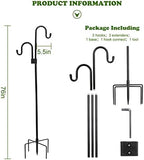 Shephard Hooks Outdoor 76 Inches for Lanterns Double Hooks Heavy Duty Shepherd Stand Plant Hanger Yard Hooks for Solar Lights,Bird Feeder Wedding Adjustable Height&Hooks Powder Coated - Image 2