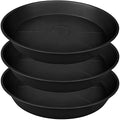 3 Pack of 25 26 inch Plant Saucer (22.7 Inch Base), 4.2" Depth, Large Deep Heavy Duty Plastic Flower Planter Water Trays for Indoors Outdoor, Plant Potted Bowl, Plant Drip Trays (26", Black) by Bleuhome