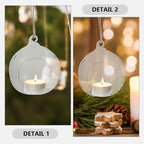 Glass Hanging Globe Tealight Holders with Rope Set 6pcs - Image 3