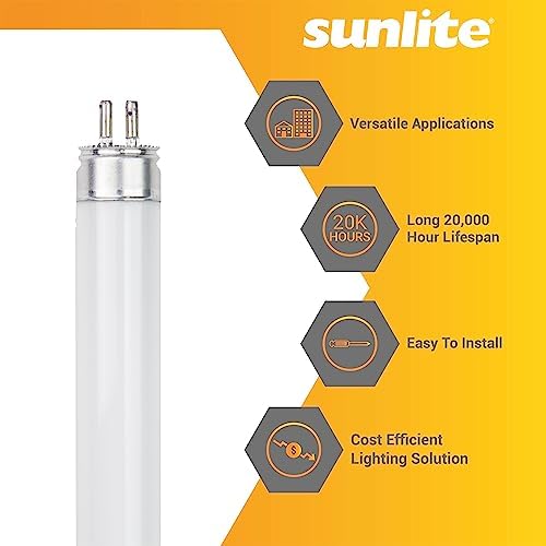 Sunlite F24T5/850/HO 2 Foot T5 Linear Fluorescent Lamp, 24 Watts, 1800 Lumens, 5000K Daylight, Miniature G5 Bi-Pin Base, ROHS Compliant, High Performance Straight Tube, 40 Pack - Image 3