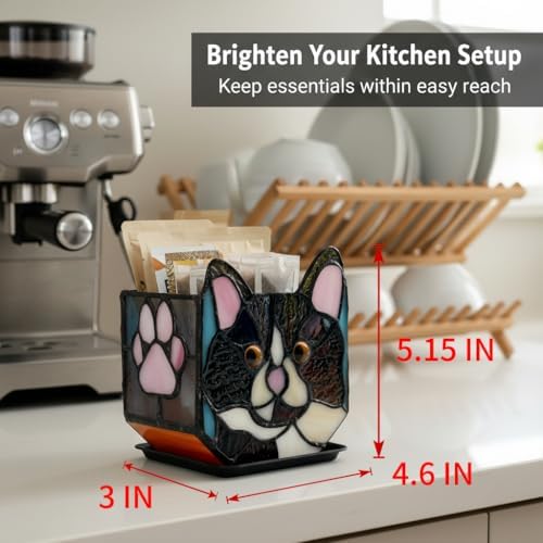 Handmade Stained Glass Black Cat Planter, Decorative Succulent Pot with Drainage, Indoor Plant Holder, Home Decor - Image 3