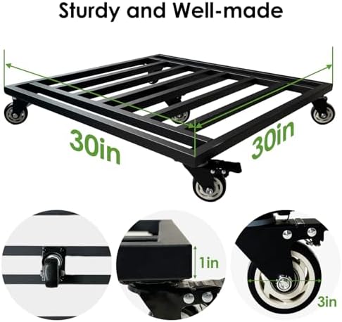30" Metal Plant Caddy with Wheels Heavy Duty,Extra Large Rolling Plant Stand with 5 Caster 900 Lbs Load Capacity,Square Plant Dolly for Large Pots,Planter Rollers for Indoor Outdoor Use - Image 2
