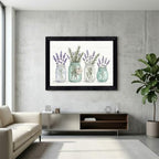 Framed Canvas Wall Art Watercolor Mason Jar Herb Bouquet Seafoam Lavender Rosemary Greenery Canvas Print Poster Black Frame Wall Decor for Kitchen Dining Room Farmhouse Decor, Rustic Gift - Inch 16x20 - Image 7