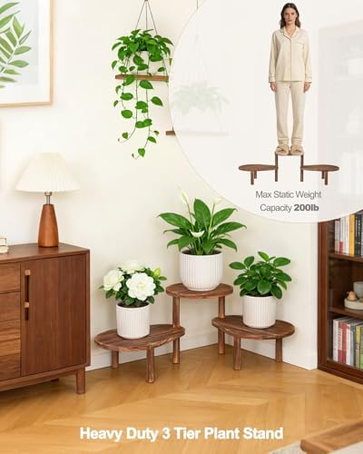 3 Tier Convex Corner Plant Stand Indoor, Adjustable Plant Shelf - Image 5