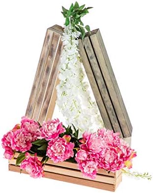 20" Rectangular Rustic Wood Planter with Plastic Liner l Rustic Whitewash l Wine Crate Style, Home and Wedding Decorations, Garden Ornaments (20x4 Wine Crate Set of 2, Whitewash) - Image 7