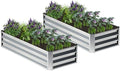 2PCS 6x2x1FT Galvanized Raised Garden Bed,Planter Raised Beds-Metal Garden Box,Large Plant for Outdoor Planting, Vegetables Bed，Flower,herb-Silver by Home