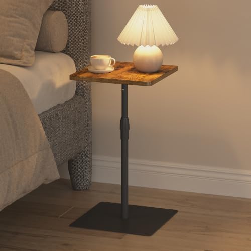 TUTOTAK Tall Side Table, Wide Top End Table, Adjustable Height Drink Table - Image 2