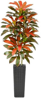 Artificial Red Dracaena Tree Indoor, 7FT Tall Fake Floor Plants with Black Planter & Pebbles, Faux Silk Yucca Tree for Home Office Living Room Bedroom Farmhouse Modern Outdoor Topiary Tree by TXABL