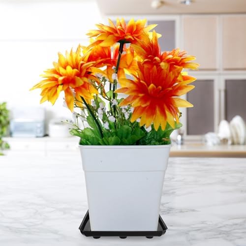 Curtis Wagner Plastics Designer Series Plant Saucer (5-Pack) - Black, Square (Diameter: 13.75" Base, 16" Top, 1.62" Depth) Thick Plastic Plant Drip Trays - Used as Indoor Pot/Outdoor Plant Saucers - Image 2