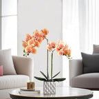 Artificial Orchids Silver Vases Orchids Artificial Flowers Orange Orchid Height 20 inches - Image 7