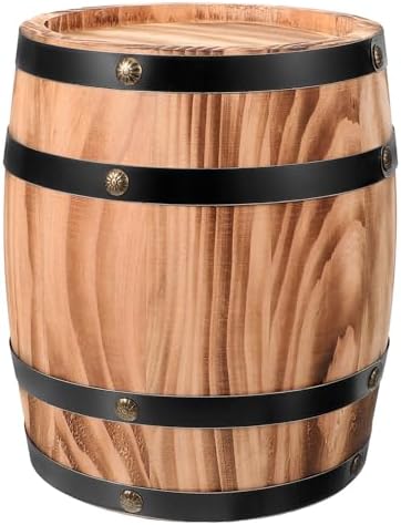 VOSAREA Wood Wine Barrel Decor Vintage Style Wooden Barrel Ornament for Bar Kitchen Garden Yard Home Decor Handmade Rustic Shelf Accent 7.87 X 6.29 X 6.29 in by Vosarea