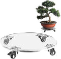 1PC Plant Caddy 10inch Acrylic Heavy Duty Round Plant Stand with 2 Roller Lockable Caster Wheels,Indoor Outdoor Holds Up 150 Lbs Patio/Flower Pot/Dolly,Transparent by EMCOMS