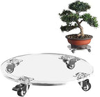 1PC Plant Caddy 10inch Acrylic Heavy Duty Round Plant Stand with 2 Roller Lockable Caster Wheels,Indoor Outdoor Holds Up 150 Lbs Patio/Flower Pot/Dolly,Transparent by EMCOMS