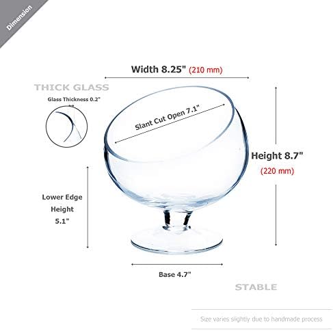 WGV Slant Cut Bowl Glass Vase Bulk with Stand, Width 8.25", Height 8.75", Clear Planter Terrarium, Candy Dish, Fruit Jar for Wedding Party Event, Home Office Decor, 4 Pieces - Image 2