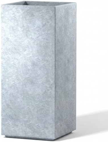 Kante Small Column Square Blue Gray Concrete Planter 19.9" H, Outdoor by Unknown
