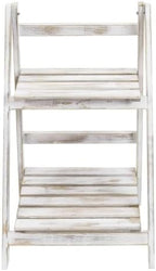 MyGift 2 Tier Whitewashed Wood Plant Stand, Foldable Display Shelf - Image 6
