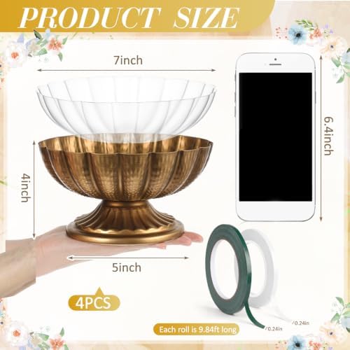 10 Pcs Metal Compote Vase, Floral Centerpiece Bowls, Gold Bronze - Image 2