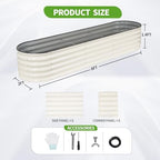 Galvanized Raised Garden Bed Outdoor- 8x2x1.4FT Planter Box, White - Image 6