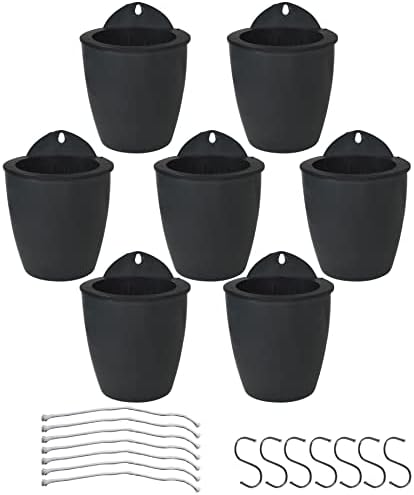 HOSTIC 7 Packs Lazy Flower Pots Shelf Water Planter Pot of Walls Self Watering Flowerpot with Hooks Suitable for Indoor and Outdoor Black by HOSTIC