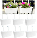 17" Hanging Metal Railing Planter with Detachable Hook, Oval White, 6 Pack by JOYFERNAL