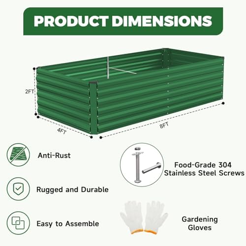 NAVINE 8x4x2ft Outdoor Metal Raised Garden Bed, Metal Planter Box, 2-Pack - Image 2