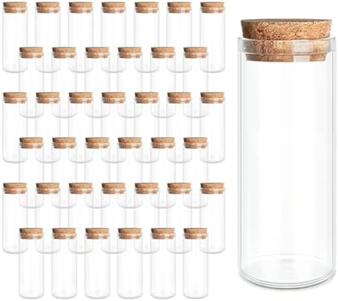 JIUYUE 40-Pack 1.35 oz (40ml) Glass Bottles & Test Tubes with Cork Stoppers by JIUYUEGlassjewelryfactory