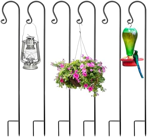 6 Pack 32 Inch Shepherd Hooks for Outdoor 1/3 In Thick Bird Feeder Pole by MorningRo