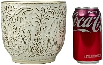 Decorative Ceramic Planter Pot with Saucer, Brown with Gold and Silver Owl Pattern, Indoor Garden Container with Drainage (White, 6 inch) - Image 3