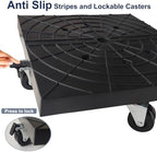 14 Inch Square Plant Caddy with Wheels Outdoor Indoor, Rolling Plant Stand for 400lb Heavy Duty Flower Pots, Square Plant Rollers Lockable Potted Planter Dolly, 2 Pack Black - Image 4