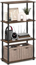 Furinno Turn-N-Tube Storage Shelves, 4-Tier Open Frame Book Shelf, Standing Corner Shelf, Toolless Open Shelves, Classic Tubes, for Organization and Storage, Living Room, Home Office, Amber Pine by Furinno-FitsYourSpaceFitsYourBudget